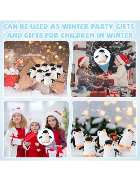 30 Mini Pingüinos de Peluche Motionchic 13 cm Negros