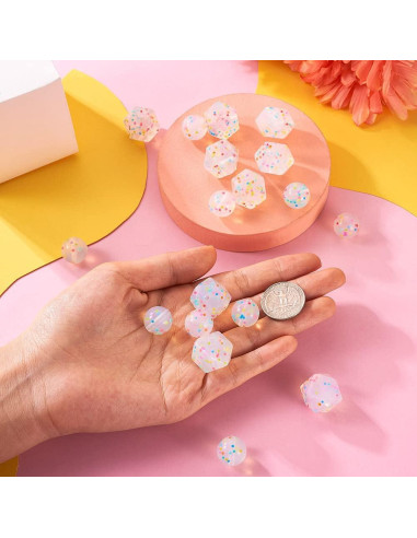 20 Perlas de Silicona Transparente con Confeti PH PandaHall 15mm