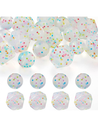 20 Perlas de Silicona Transparente con Confeti PH PandaHall 15mm