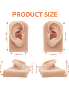 Modelo de Oreja de Silicona GSA - 2 Pcs para Perforación y Exhibición 2