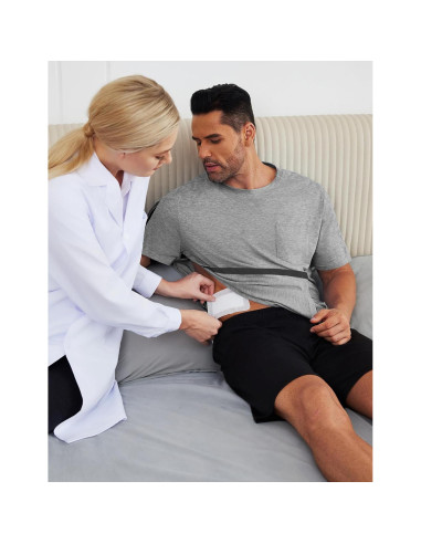 Camisa post cirugía de hombro Deyeek para hombres - Manga corta, botones a presión, hipoalergénica