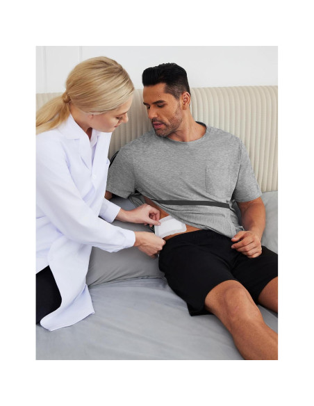 Camisa post cirugía de hombro Deyeek para hombres - Manga corta, botones a presión, hipoalergénica