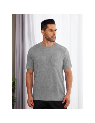 Camisa post cirugía de hombro Deyeek para hombres - Manga corta, botones a presión, hipoalergénica