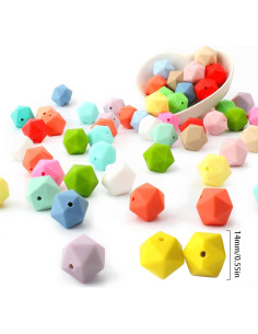 40 Perlas Poligonales de Silicona Qusmeiyici 14mm Coloridas 2