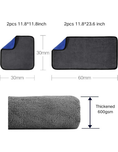 Kit de Paños de Limpieza de Auto KDUHQK - 4 Piezas Microfibra