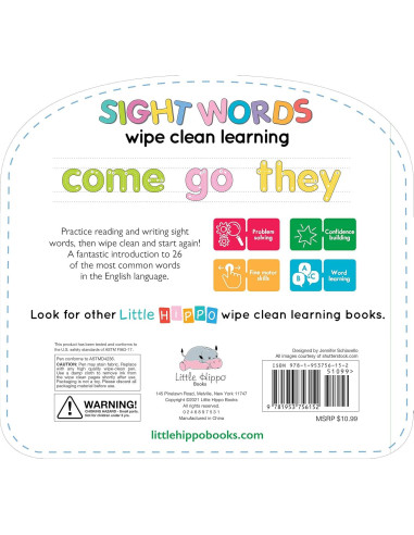 Write & Wipe Sight Words - Children's Novelty Learning Board Book - Wipe Clean - Educational