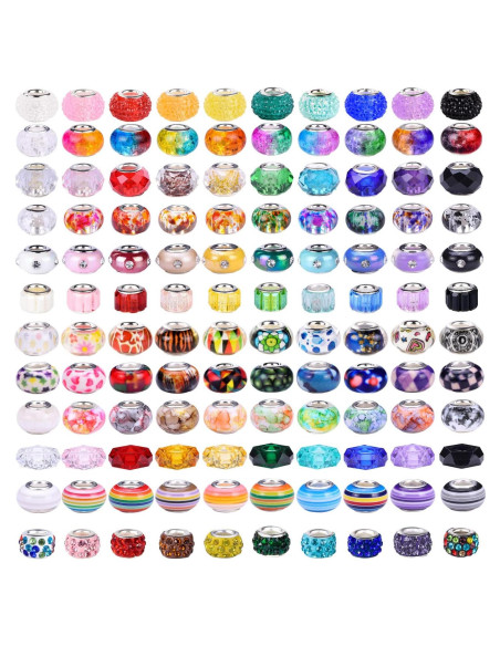 240 Piezas Cuentas Europeas AIPRIDY para Joyería DIY