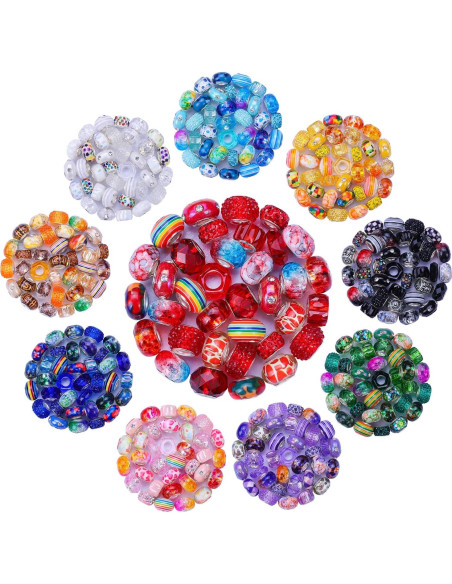 240 Piezas Cuentas Europeas AIPRIDY para Joyería DIY