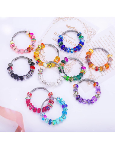 240 Piezas Cuentas Europeas AIPRIDY para Joyería DIY