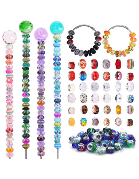 240 Piezas Cuentas Europeas AIPRIDY para Joyería DIY