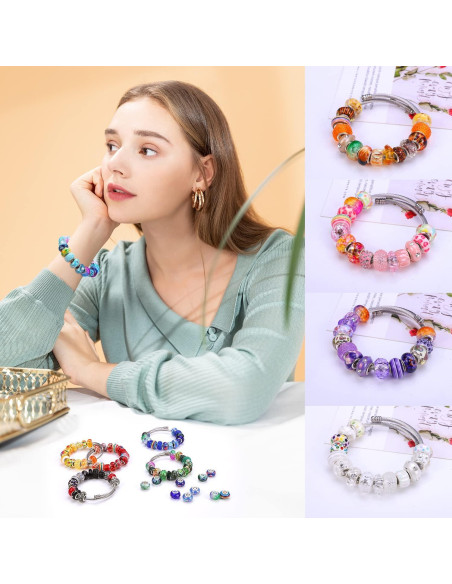 240 Piezas Cuentas Europeas AIPRIDY para Joyería DIY