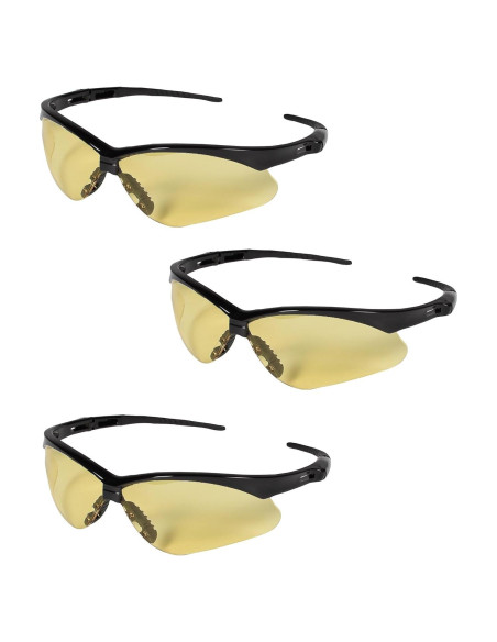 Gafas de Seguridad Nemesis 3000359 - 3 Pares, Marco Negro, Lente Ámbar
