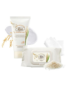 SKINFOOD Set de Limpieza Facial: Espuma de Arroz y Toallitas