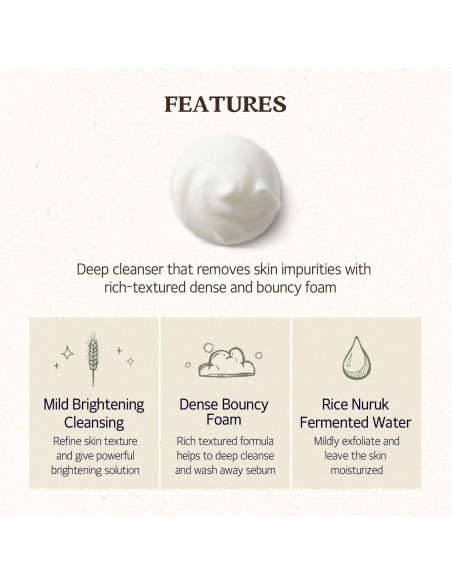 SKINFOOD Set de Limpieza Facial: Espuma de Arroz y Toallitas