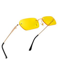 Gafas de sol retro sin montura Mriendao amarillas UV400
