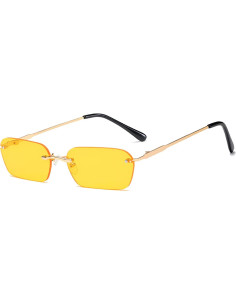 Gafas de sol retro sin montura Mriendao amarillas UV400 2