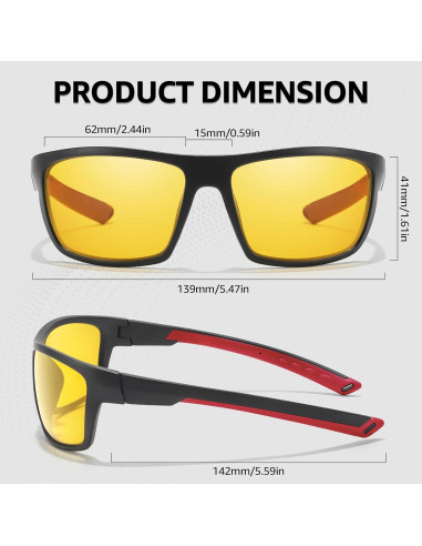 Gafas de Visión Nocturna TJUTR Polarizadas Amarillas Unisex