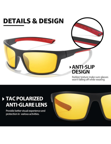 Gafas de Visión Nocturna TJUTR Polarizadas Amarillas Unisex