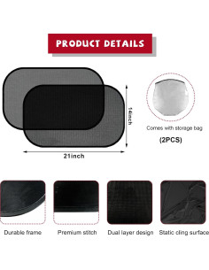 Sombrillas para Ventanas de Coche Povtii 53x36 cm Transparente 2PCS 2