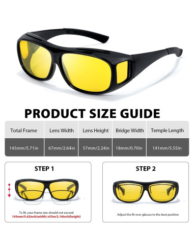 Gafas de Visión Nocturna VIEWBETTER Fit Over Lente Amarillo