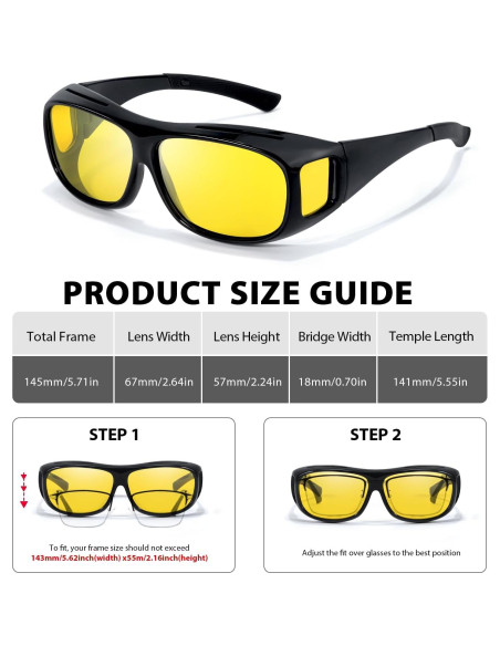 Gafas de Visión Nocturna VIEWBETTER Fit Over Lente Amarillo