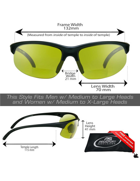 Gafas de Sol Bifocales proSPORT Amarillas +1.50 Visión Nocturna