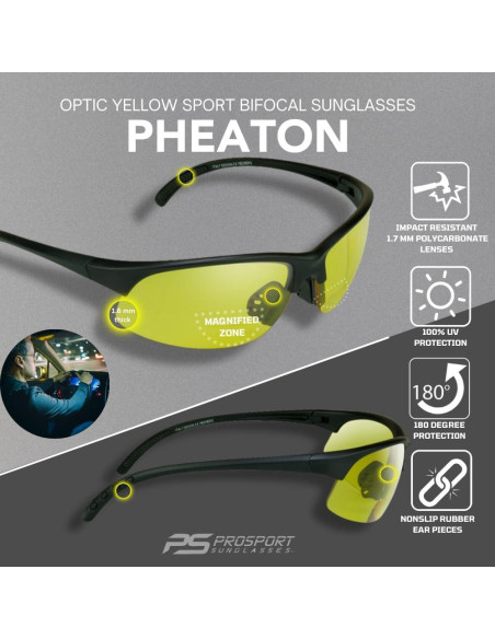 Gafas de Sol Bifocales proSPORT Amarillas +1.50 Visión Nocturna
