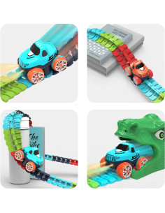 Pista de Carreras Eléctrica Veook 184 Piezas con Coche LED 2