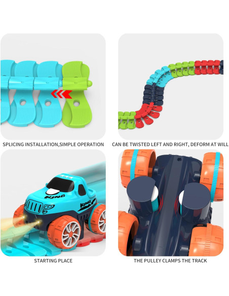 Pista de Carreras Eléctrica Veook 184 Piezas con Coche LED