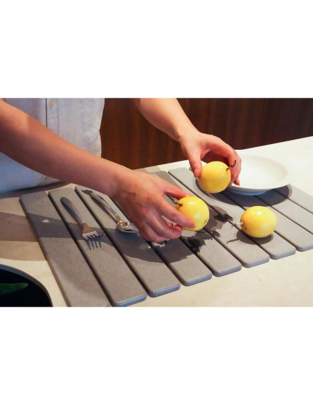 Alfombrilla de Secado de Platos de Piedra Kneejoys 61x39 cm Gris