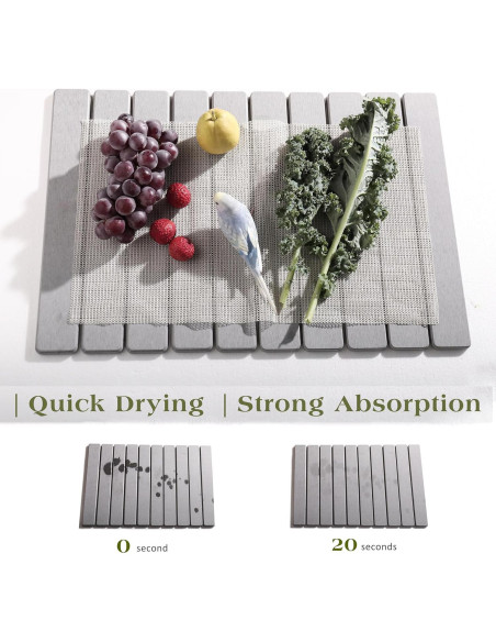 Alfombrilla de Secado de Platos de Piedra Kneejoys 61x39 cm Gris