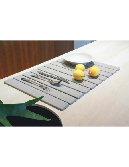 Alfombrilla de Secado de Platos de Piedra Kneejoys 61x39 cm Gris