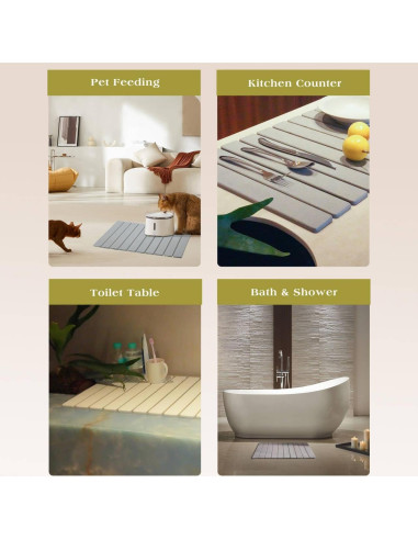 Alfombrilla de Secado de Platos de Piedra Kneejoys 61x39 cm Gris