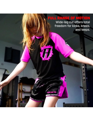 Pantalones Cortos de Muay Thai Revgear para Niños - Rosa Mediano