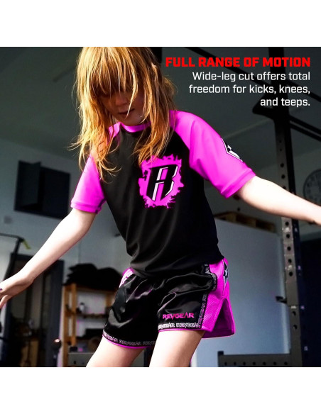 Pantalones Cortos de Muay Thai Revgear para Niños - Rosa Mediano