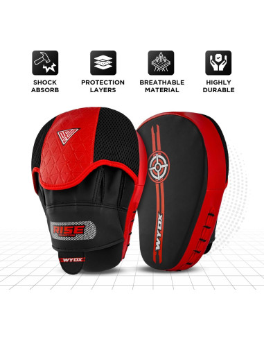 Mitones de Boxeo WYOX 2024 | Almohadillas de Golpe PU Rojo y Negro
