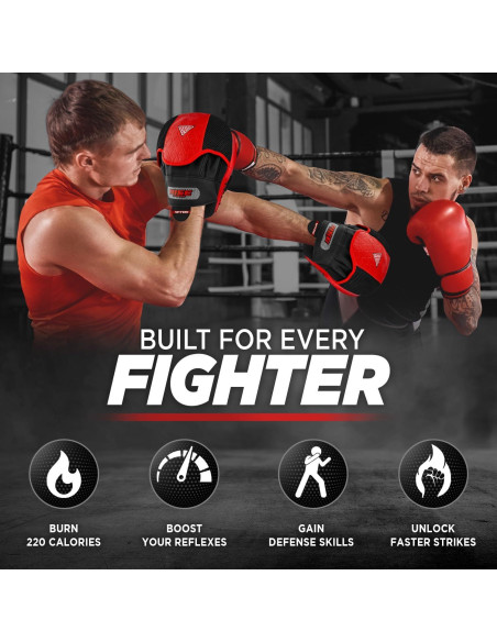 Mitones de Boxeo WYOX 2024 | Almohadillas de Golpe PU Rojo y Negro