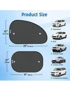 Cortinas para Ventanas de Coche COOCTECH 4 Paquete UV 99.98% 2
