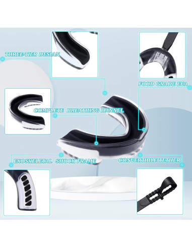 8 Protectores Bucales Juveniles TOODOO con Correa para Deportes