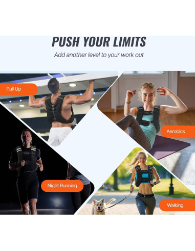 Chaleco con peso VEVOR 5.4 kg ajustable con reflectante