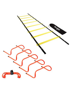 Vallas de Agilidad Yes4All - Paquete de 5 Naranjas + Escalera