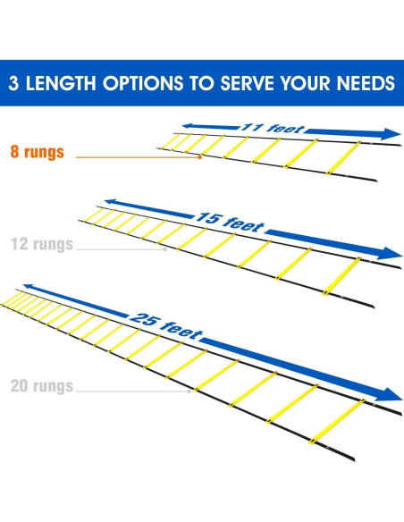 Vallas de Agilidad Yes4All - Paquete de 5 Naranjas + Escalera