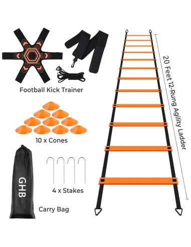 Conjunto Entrenador de Fútbol GHB Agility 6m 12 Escalones