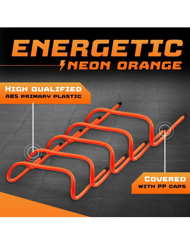 Vallas de Agilidad Yes4All - Paquete de 5 Naranjas + Escalera