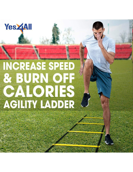 Vallas de Agilidad Yes4All - Paquete de 5 Naranjas + Escalera