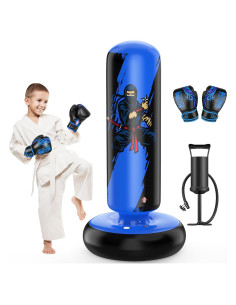 Saco de Boxeo Inflable QPAU 168 cm con Guantes para Niños