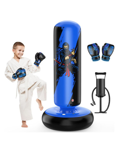 Saco de Boxeo Inflable QPAU 168 cm con Guantes para Niños