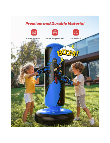 Saco de Boxeo Inflable QPAU 168 cm con Guantes para Niños