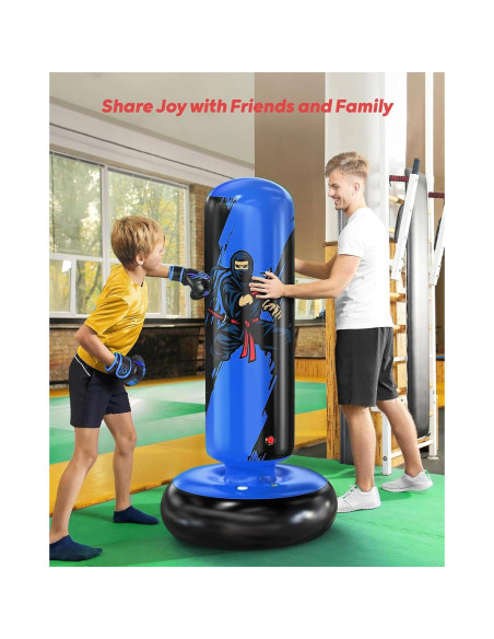 Saco de Boxeo Inflable QPAU 168 cm con Guantes para Niños