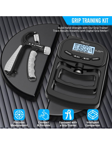 Probador de Fuerza de Agarre Digital Ryaco 396lbs con Entrenador